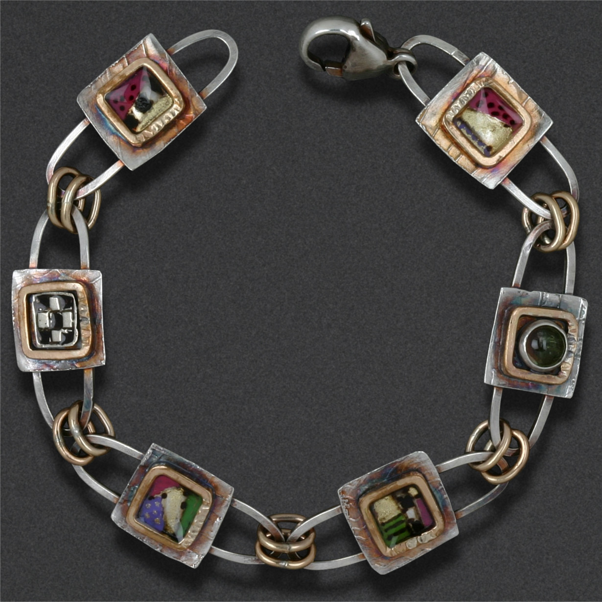 Image of bracelet 4, sterling silver, epoxy resin inlay.