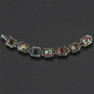 Image of Bracelet 5, Sterling silver, hand colored, semi-precious stones