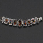 Image of Bracelet 6, Sterling silver, hand colored, semi-precious stones
