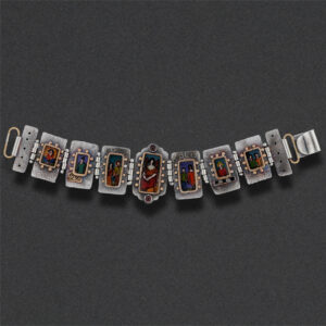 Image of Bracelet 6, Sterling silver, hand colored, semi-precious stones