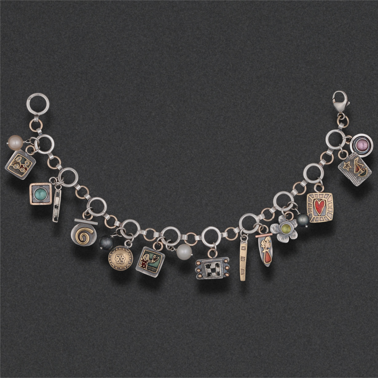 Image of Bracelet 7, Sterlling, semi-precious stones,