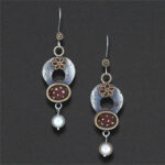 Image of Earring 19, Sterling silver, hand colored, freshwater pearls