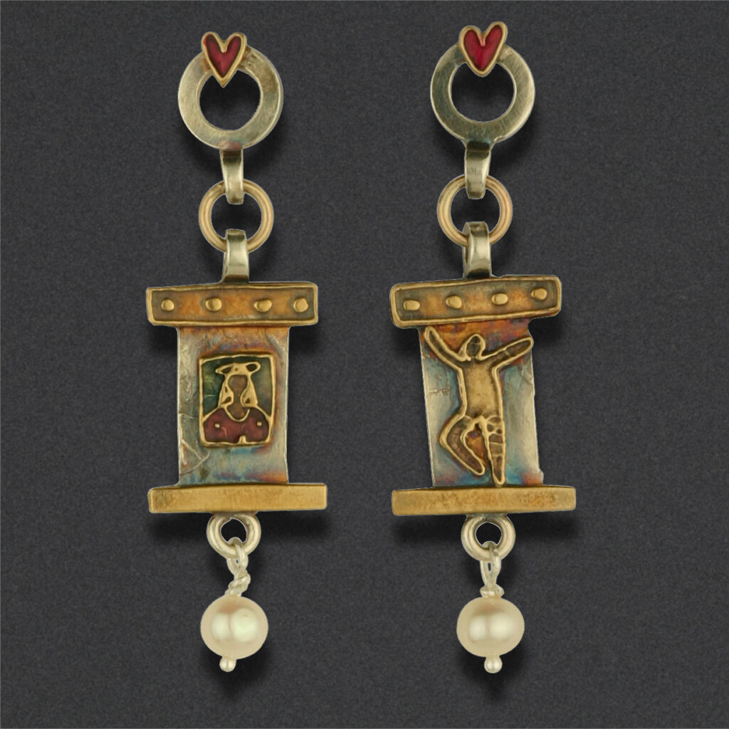 Image of Earring 18, Sterling, brass, resin inlay