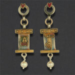 Image of Earring 18, Sterling, brass, resin inlay