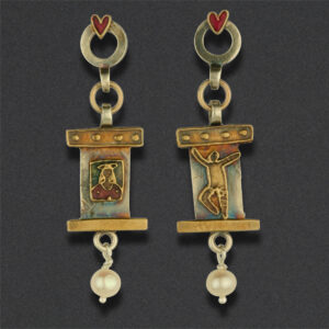 Image of Earring 18, Sterling, brass, resin inlay