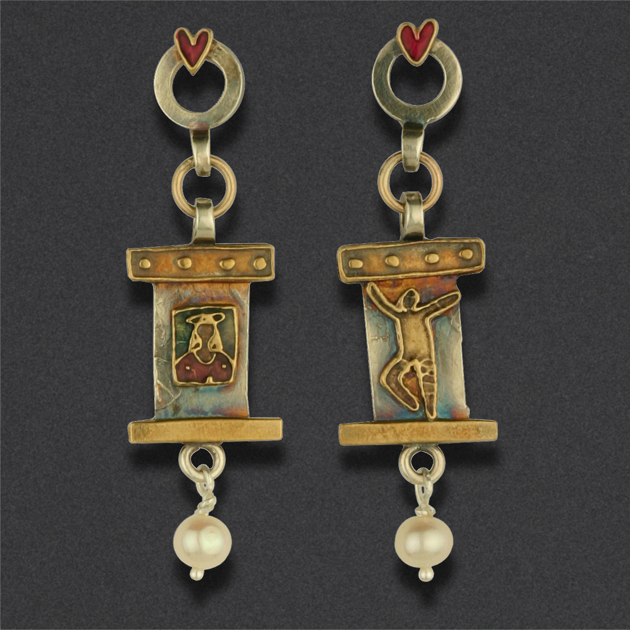 Image of Earring 18, Sterling, brass, resin inlay