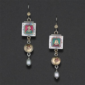 Image of Earring 25, Sterling silver, hand colored
