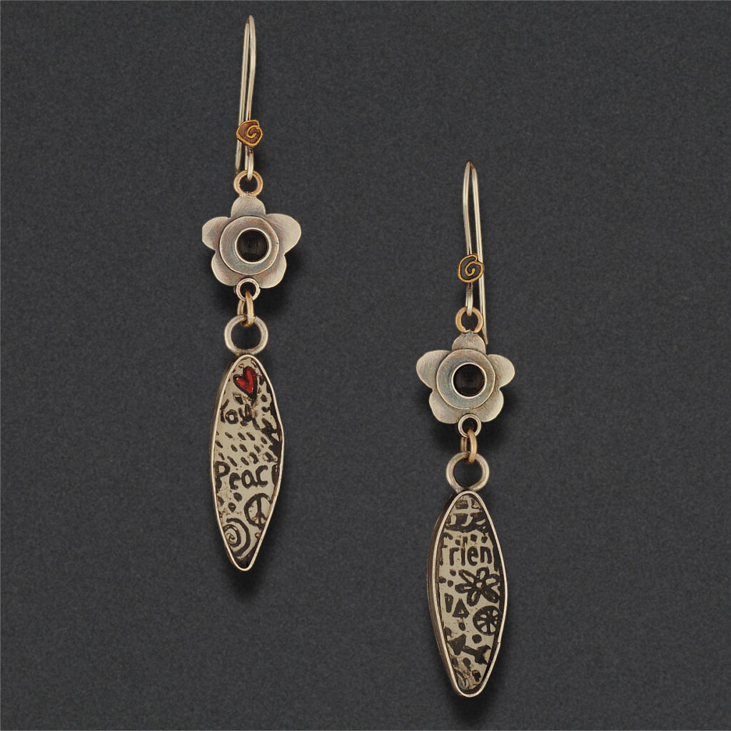 Image of Earring 26, sterling silver, mixed media