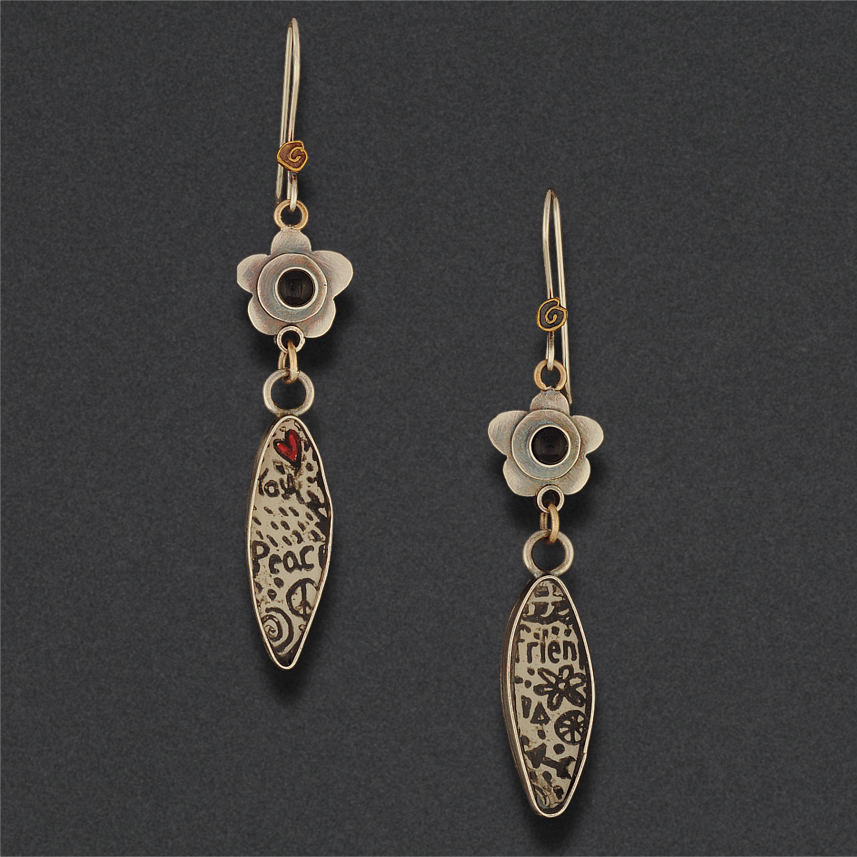 Image of Earring 26, sterling silver, mixed media