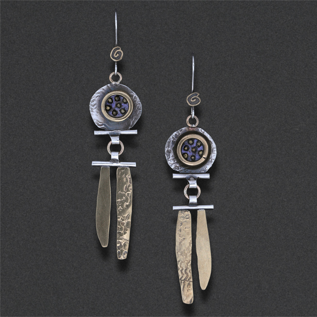 Image of Earring 20, Sterling silver, hand colored