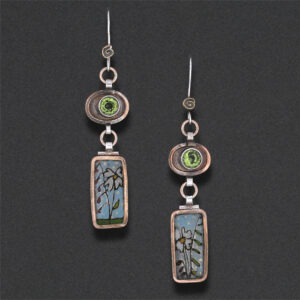 Image of Earring 21, Sterling, hand colored
