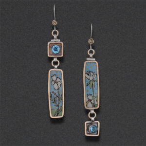 Image of Earring 23, Sterling silver, hand colored