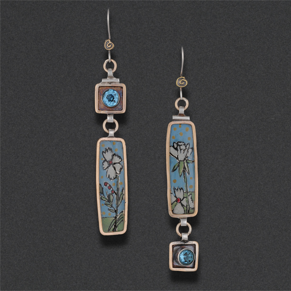 Image of Earring 23, Sterling silver, hand colored