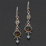 Image of Earring 24, Sterling silver, hand colored, semi-precious stones