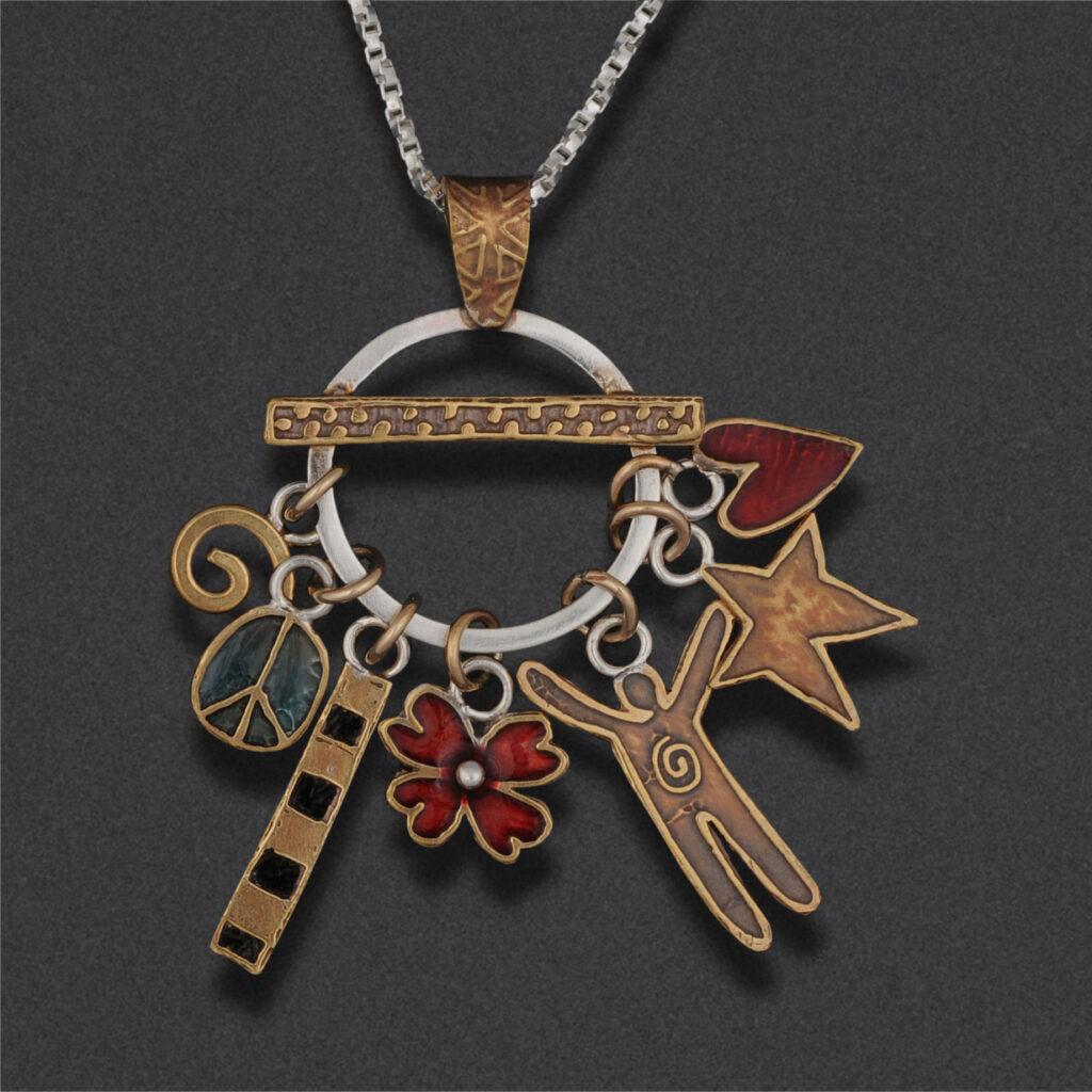 Image of Pendant 2, Sterling, brass, hand colored
