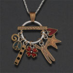 Image of Pendant 2, Sterling, brass, hand colored